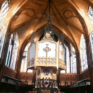 Antique Bronze Gothic Art Deco Church Style Chandelier 8 Bulbs Panel Ceiling 