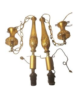 Hanging Light Fixtures Pair Of 43 Vintage Italian Rich Gold Ornate Pendants