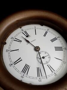 Antique Seth Thomas Brass Ship S Clock W Porcelain Dial Perfect 