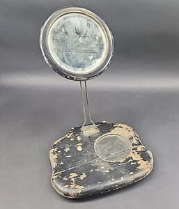 Antique 1920s 1930s Black Shaving Mirror And Stand