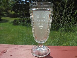 Antique Eapg Pattern Glass 1870s Mephistopheles Devil Head Water Ale Goblet