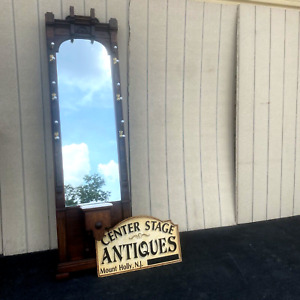 64563 Antique Victorian Walnut Pier Mirror With Shelf