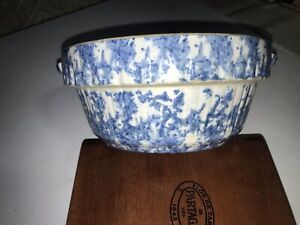 Antique Blue And White Spongeware Bowl Stoneware