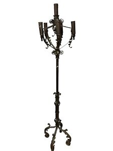 Cast Iron Gothic Victorian 5 Light Floor Lamp Torch 1900s Needs Tlc