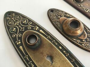 Bronze Copper Antique Doorknob Escutcheons Beautiful