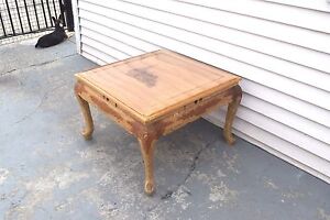 Vintage Carved Wood Coffee Kang Chinese Table With Drawers