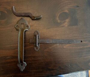 Vintage Wrought Iron Black Gate Or Door Thumb Latch Set