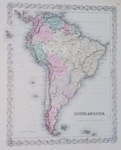 South America Vintage Map 1856 First Edition Colton S Maps