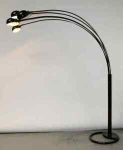 Midcentury Modern Arc Nova Mushroom 5 Light Arm Floor Lamp Black