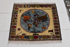 2 10 X 3 3 Handmade High Quality Vintage Afghan World Map Rug World Map Carpet