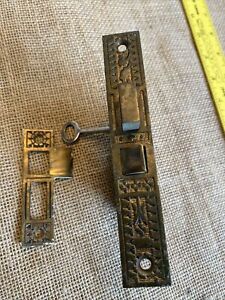 Antique Vintage Sargent Vernacular Mortice Lock Key Strike Plate Ornate Eastlake