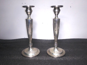 Pair Of Wallace Sterling Silver 8 3 4 Candlesticks Weighted 848g 2 Small Dents