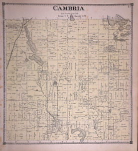 1872 Map Cambria Twp Hillsdale Co Michigan 13x15 010