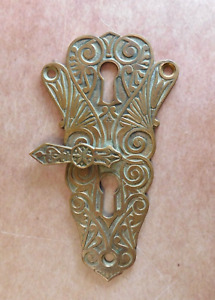 Antique Hopkins Dickinson Double Key Hole Plate W Cover Cast Brass Bronze 1879