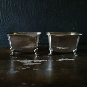 Pair Of Vintage Silverplate Footed Nut Bowl Footed Nut Dish