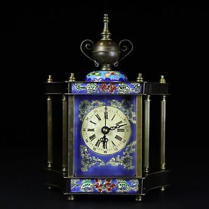 Pure Copper Cloisonne Exquisite European Classical Mechanical Clock Ah1915