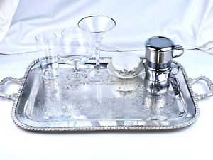 Fb Rogers Silver Butler Tray Tea Tray Cocktail Platter Silver On Copper 6719