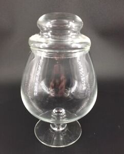 Vintage Apothecary Jar Footed Clear Glass Drug Store Candy Jar With Lid 7 5 