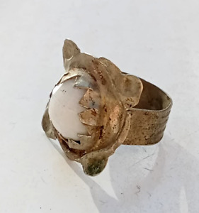 Very Rare Ancient Silver Viking Ring With White Stone Amazing Artifact Authentic