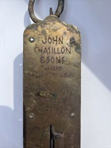 Vintage Brass John Chatillon Sons 25 Lb Hanging Scale New York Ny