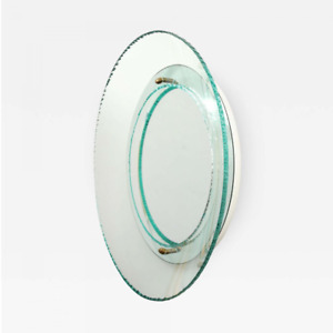 Large Modernist Round Cut Glass Mirror By Roberto Giulio Rida Italy 2016
