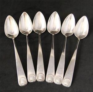 Set Of Six Antique German 800 Silver Dessert Spoons By Sierich Hamburg D 1841