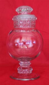 Tiffin Dakota Apothecary Jar W Lid 9 7 8 Show Globe Antique Clear Glass Footed