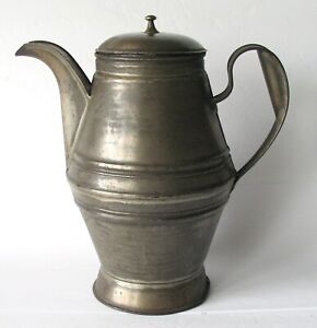 Antique Pennsylvania Tinsmith Made Coffee Pot With Brass Finale Folk Art