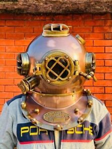 Antique 18 Inch Us Navy Diving Helmet Mark V Deep Sea Divers Helmet Vintage Rare