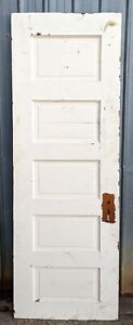 24 X74 Antique Vintage Old Salvaged Solid Wood Wooden Interior Door 5 Panels