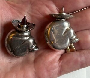 Vintage Sterling Silver Perfume Snuff Bottle Mexico Sombrero Hidden Compartment
