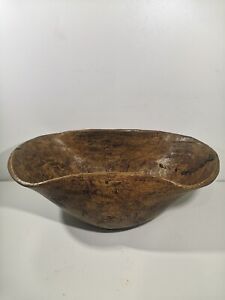 Rare Large Antique Turkana Bowl 24 Kenya Hand Carved From Local Hard Wood 