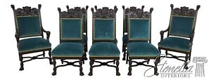 Lf61706ec Set Of 8 Rj Horner Antique Oak Dining Room Chairs