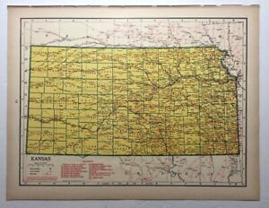 1947 Antique Kansas Atlas Map Vintage Old Hammond S Library World Atlas
