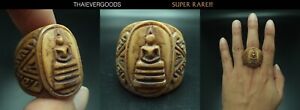 21 24 Mm Somdej Buddha Ring Bone King Elephant Lp Tim Real Thai Amulet
