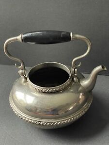Vintage Silver Plated Tea Coffee Ornate Wood Handle Tea Pot