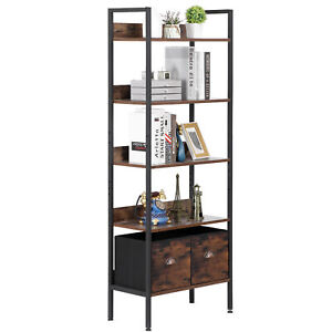 5 Tier Bookshelf Tall Bookcase Shelf Storage Organizer For Bedroom Living Room