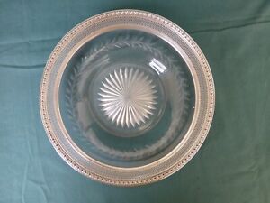 Reticulated Border Watson Sterling Silver And Cut Glass Dish 9 