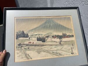 Tokuriki Tomikichiro Japanese Woodblock Print Title Rain At Kiraba Collection