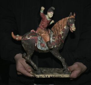 10 4 Old Chinese Tang Sancai Pottery Dynasty Palace People Ride Horse Statue