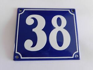Old French Blue Enamel Porcelain Metal House Door Number Street Sign Plate 38