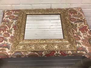 Antique Vtg Ornate Gold Gilt Gesso Framed Wall Mirror 19 5 8 X 17 3 4 X 1 1 2 
