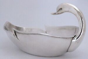 Mexico City Sterling Silver Swan Center Bowl By Juvento Lopez Reyes 1930s