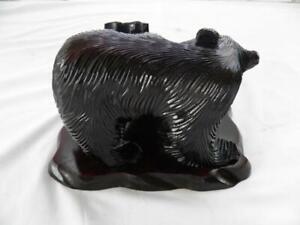 Carved Black Forest Bear On Memorial Plaque To Japanese 7th Infant Commander