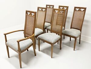 Century Caned Walnut Spanish Style Dining Chairs Set Of 6