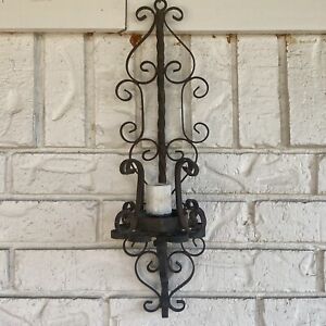 Antique Gothic Wrought Iron Wall Torch Sconce Medieval Castle Spanish Revival