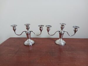 Pair Of Vintage Candelabra Sterling Silver Weighted Candlesticks