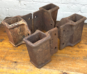 Set Of 4 C 1920 Factory Cart Corner Post Brackets Restoration Project Hardware