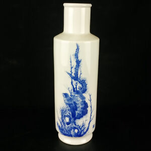 Chinese Blue White Porcelain Hand Painted Exquisite Flowers Birds Vases 15081