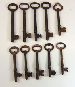 10 Lot Antique Skeleton Keys Antique Door Keys Steel 2 1 2 3 1 2 Oxidized 3